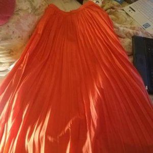 Banana Republic Pleated Skirt ONLY 6 Coral  Mid Rise Long Womens A-Line NWOT